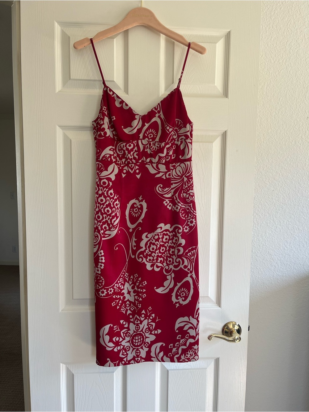Vintage Dior Red and Cream Floral Dress